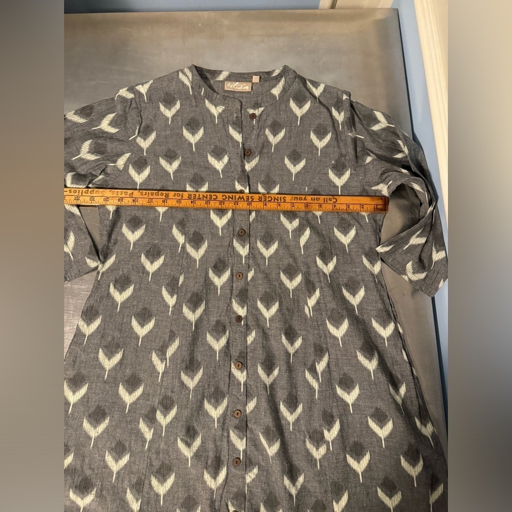 Utsa Grey Ikat Floral A-Line Kurta - Picture 6 of 13